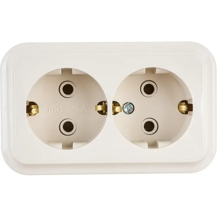 Двухместная розетка BYLECTRICA ПРАЛЕСКА РА16-261 бежевый