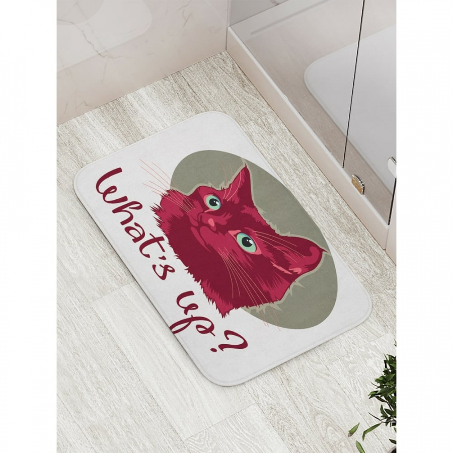 Противоскользящий коврик для ванной, сауны, бассейна JOYARTY Кот интересуется