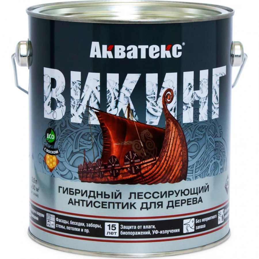 Гибридный лессирующий антисептик для дерева Рогнеда Акватекс Викинг