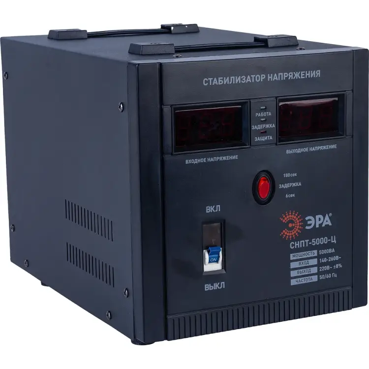 Переносной стабилизатор напряжения ЭРА СНПТ-5000-Ц Б0020162 Переносной стабилизатор напряжения ЭРА СНПТ-5000-Ц Б0020162