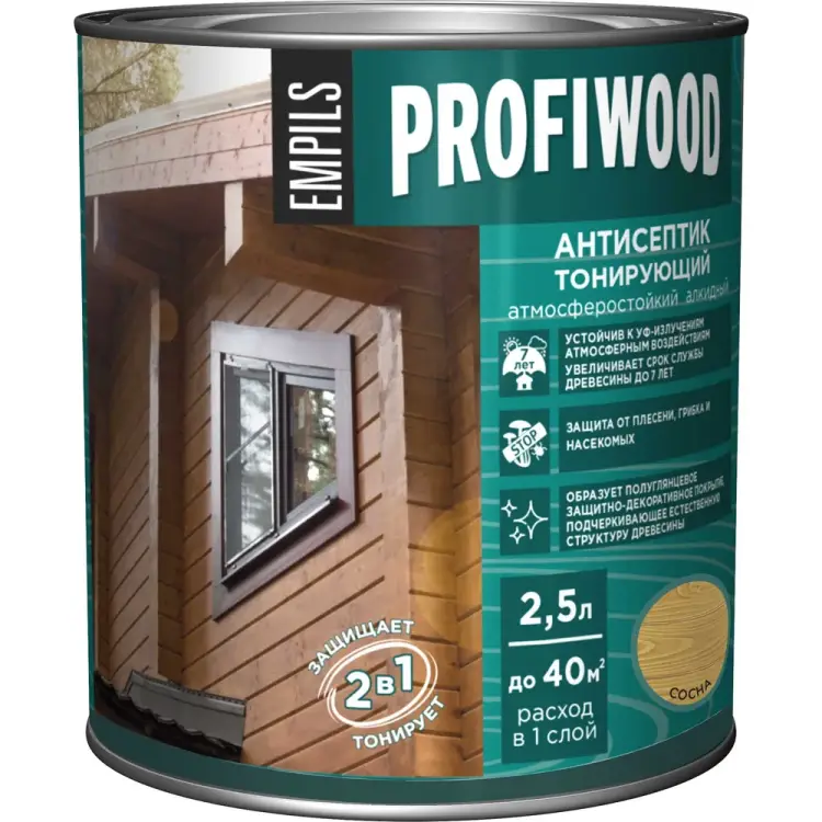 Тонирующий атмосферостойкий алкидный антисептик Profiwood 63863