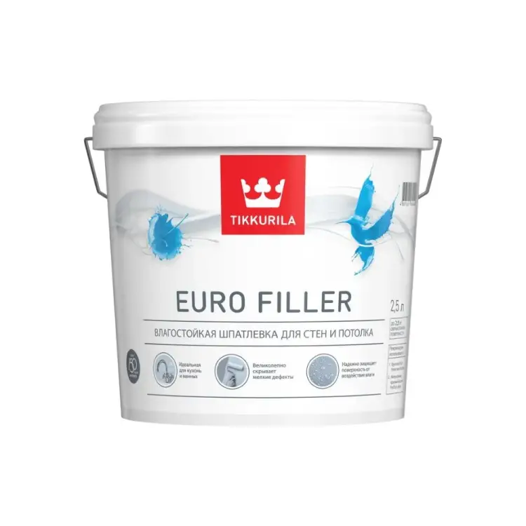 Влагостойкая шпаклевка для стен и потолков Tikkurila EURO FILLER 700012219