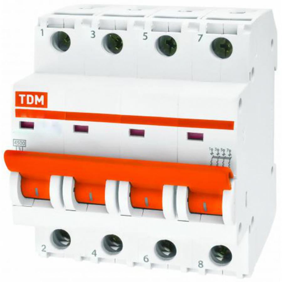 Автомат TDM ВА47-29 4Р, 3 А, 4,5 кА, В