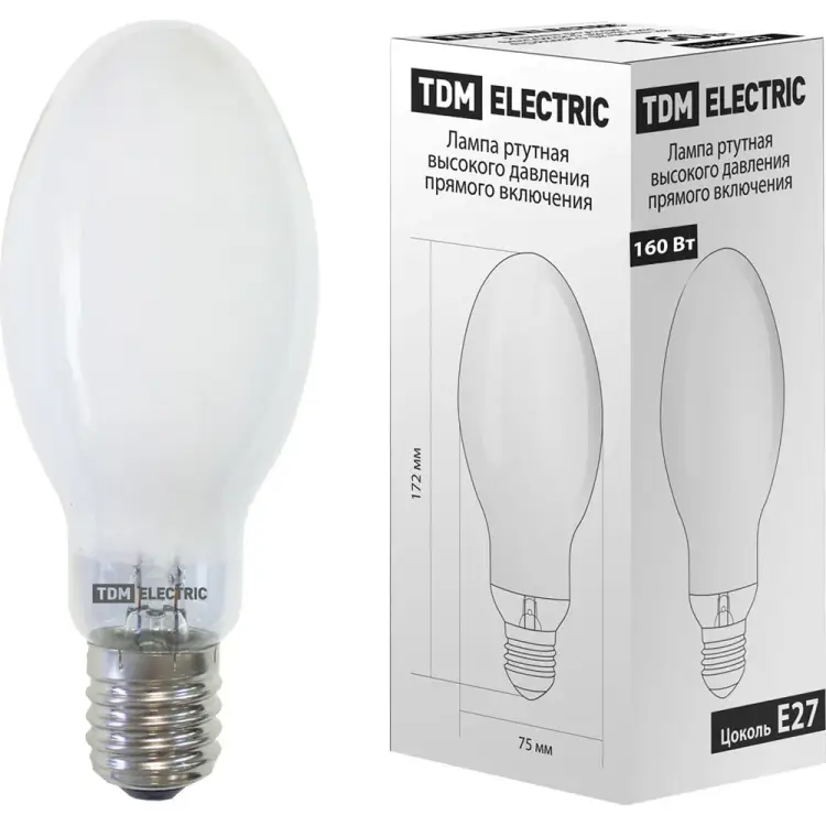 Ртутная лампа высокого давления TDM ELECTRIC ДРВ 160 Вт Е27 SQ0325-0019 Ртутная лампа высокого давления TDM ELECTRIC ДРВ 160 Вт Е27 SQ0325-0019