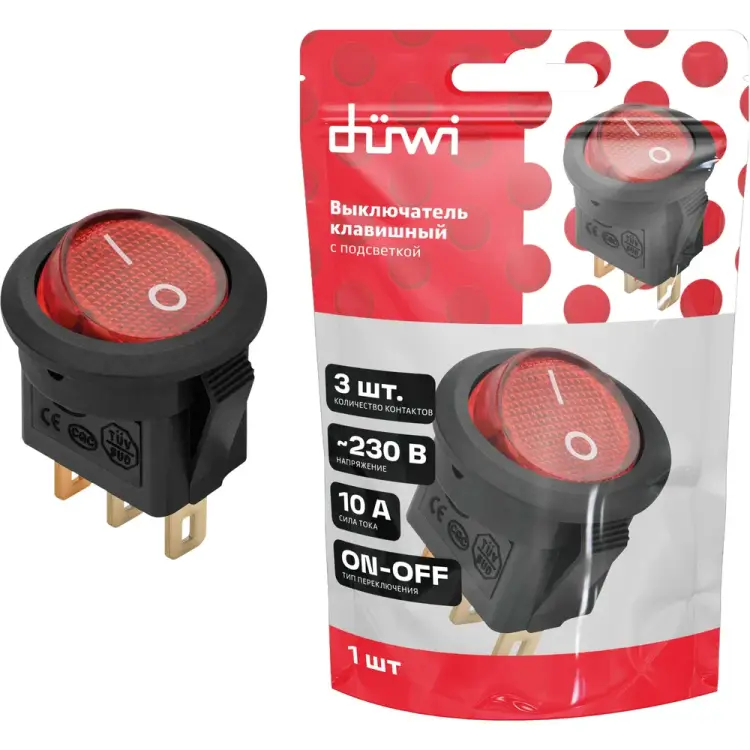 Круглый клавишный выключатель duwi MICRO 26849 9