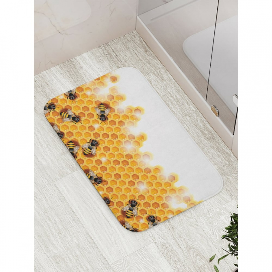 Противоскользящий коврик для ванной, сауны, бассейна JOYARTY Пчелы на сотах