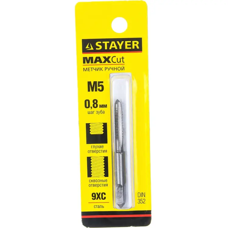 Одинарный метчик для сквозных и глухих отверстий STAYER MASTER 28021-05-0.8