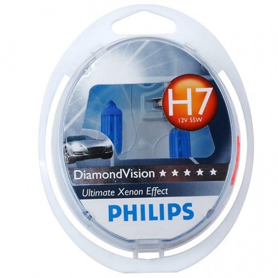 Автолампа PHILIPS H7 55 PX26d DIAMOND VISION 5000K 12V /1/5/30 HIT