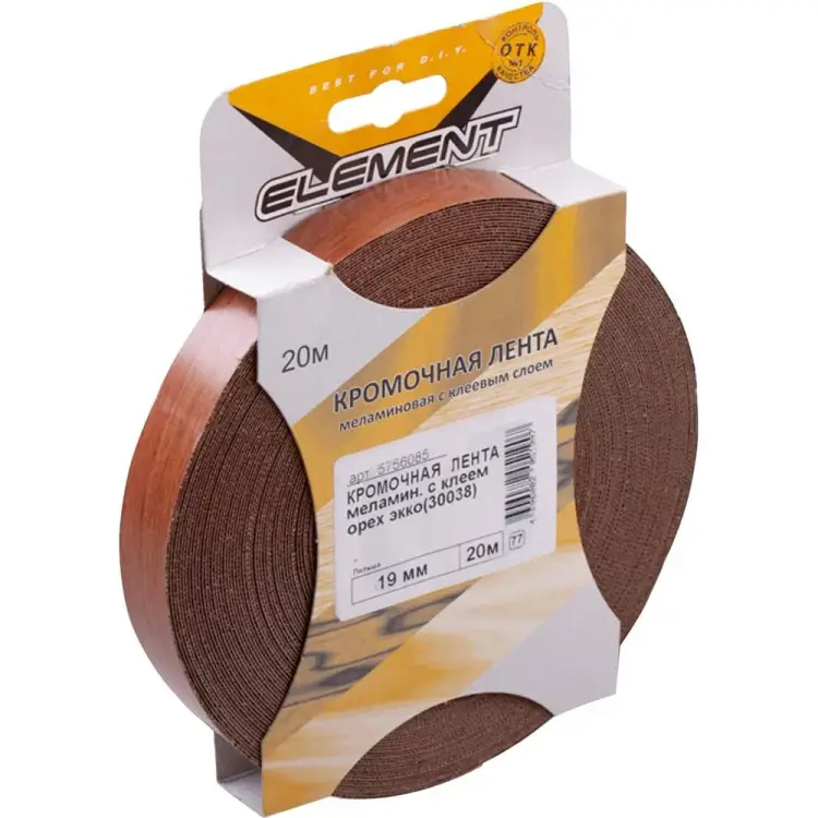 Меламиновая кромочная лента ELEMENT с клеем 19мм орех экко 20 м 218880