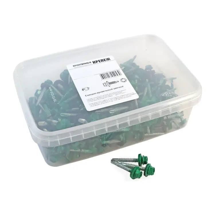 Кровельный саморез качественный крепеж 4,8/29 RAL6029200 зеленая мята (200 шт.) 1000203