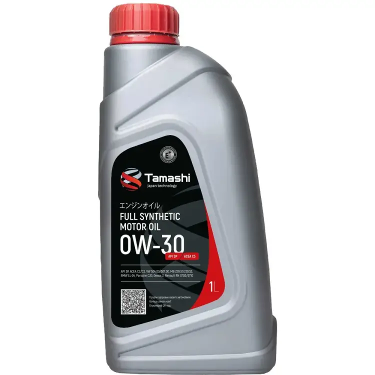 Моторное синтетическое масло Tamashi 0W-30 API SP, ACEA С3, MB 229.51, RN 0700/0710, GM Dexos 2, VW 504.00/507.00 0W30T091