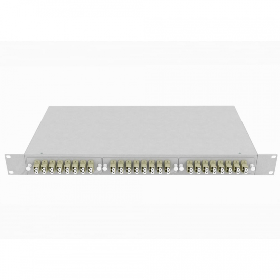 Укомплектованный многомодовый стоечный оптический кросс TopLan КРС-Top-1U-48LC/U-OM2-GY