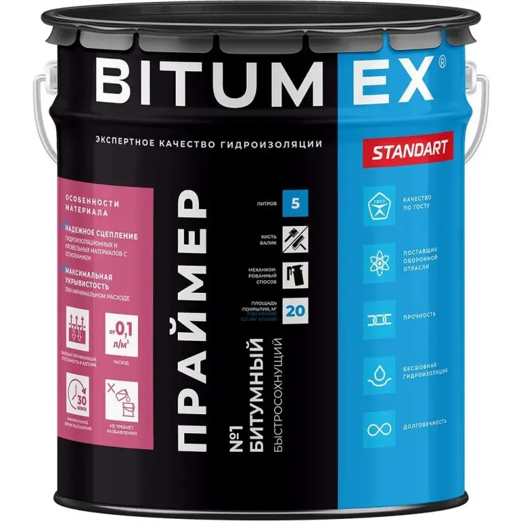 Быстросохнущий битумный праймер BITUMEX ПБ-040 Быстросохнущий битумный праймер BITUMEX ПБ-040