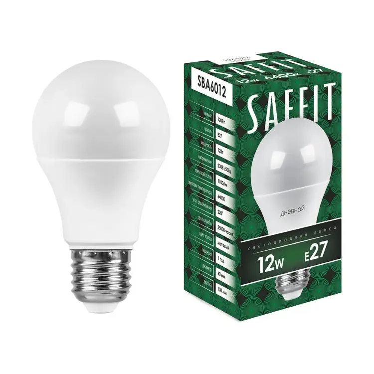 Светодиодная лампа SAFFIT E27 12W 6400K SBA6012 55009