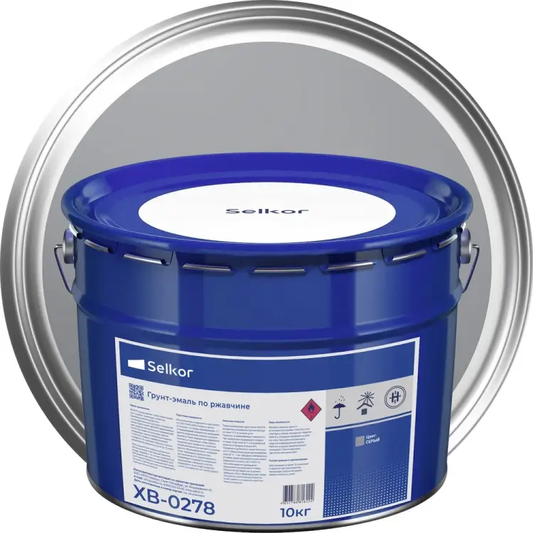 Грунт-эмаль Selkor ХВ-0278 серая 10 кг 91015 Грунт-эмаль Selkor ХВ-0278 серая 10 кг 91015