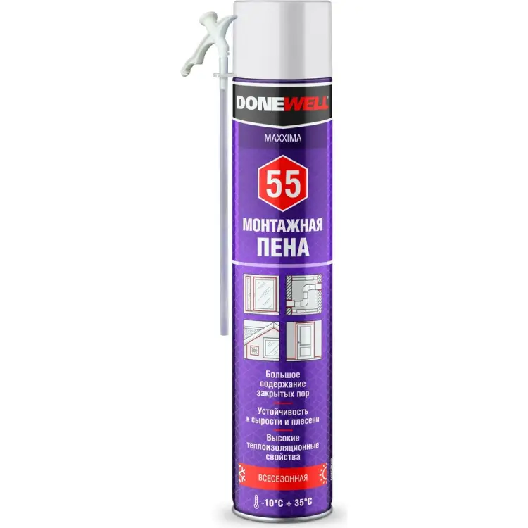 Бытовая всесезонная полиуретановая монтажная пена DONEWELL MAXXIMA 55 DPH10UMAXX55 Бытовая всесезонная полиуретановая монтажная пена DONEWELL MAXXIMA 55 DPH10UMAXX55