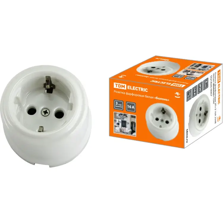 Фарфоровая розетка TDM ELECTRIC Болонь SQ1820-0007