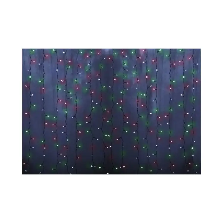 Гирлянда Neon-Night ДОЖДЬ занавес 2х1,5м, прозрачный ПВХ, 192LED мульти, 12LED/нить, 16 нитей 235-309-6
