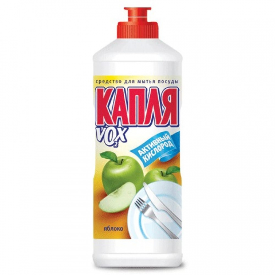 Средство для мытья посуды КАПЛЯ VOX активный кислород Яблоко