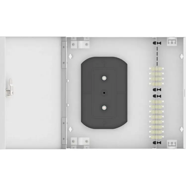 Настенный многомодовый укомплектованный оптический кросс TopLan КРН-Top-24LC/U-OM2-GY