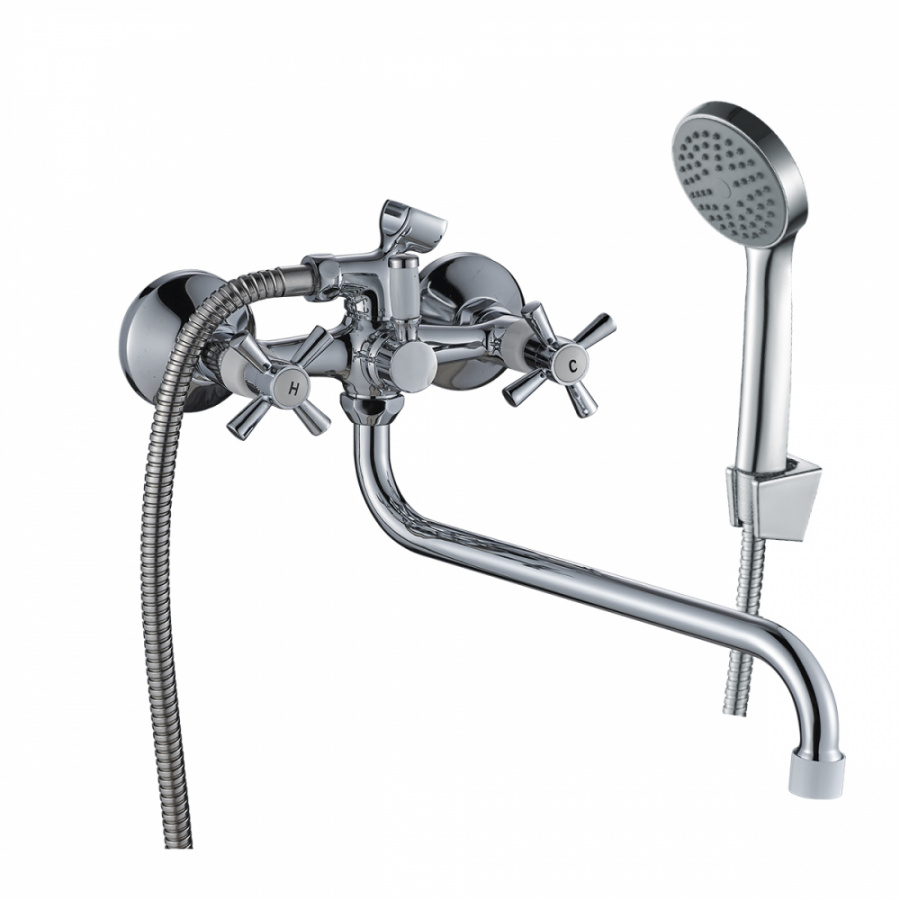 Универсальный двуручный смеситель для ванны decoroom DR51045-White