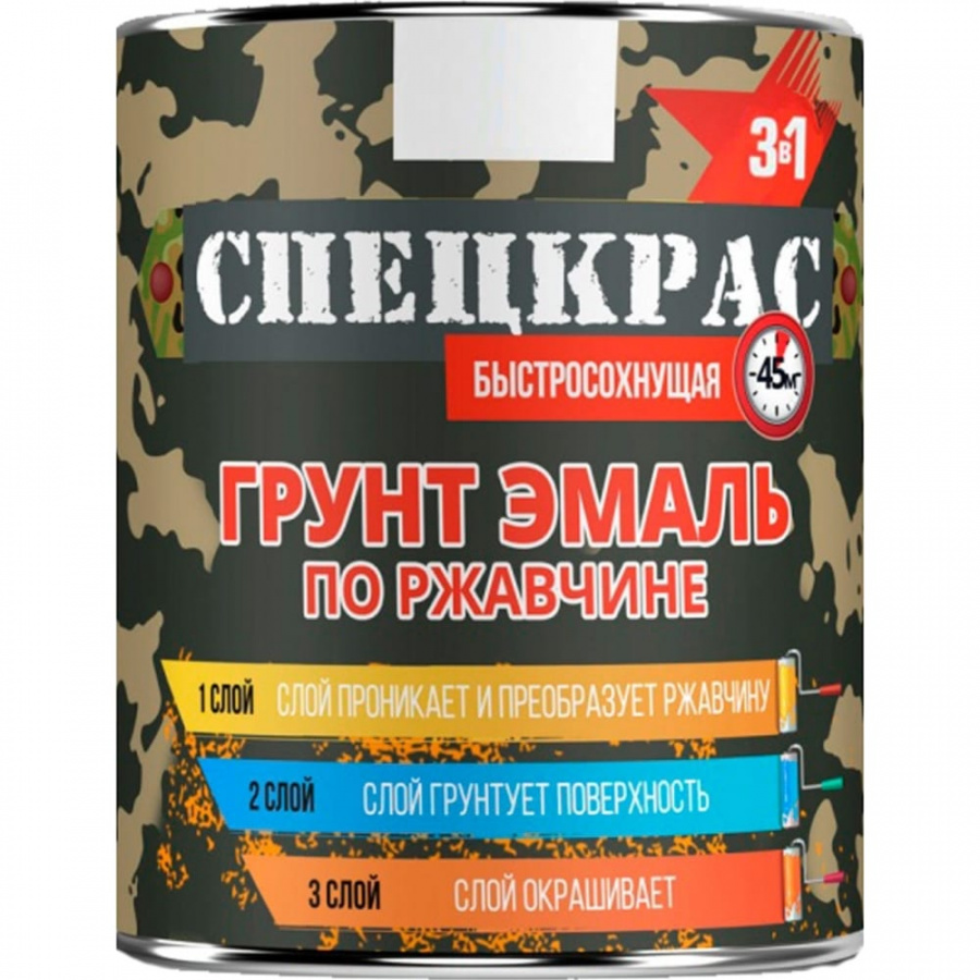 Грунт-эмаль по ржавчине Мицар 3в1 п/гл. 0.8кг серый