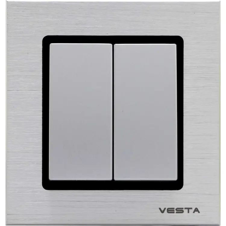 Двухклавишный выключатель Vesta Electric Exclusive Silver Metallic FVK050203SER