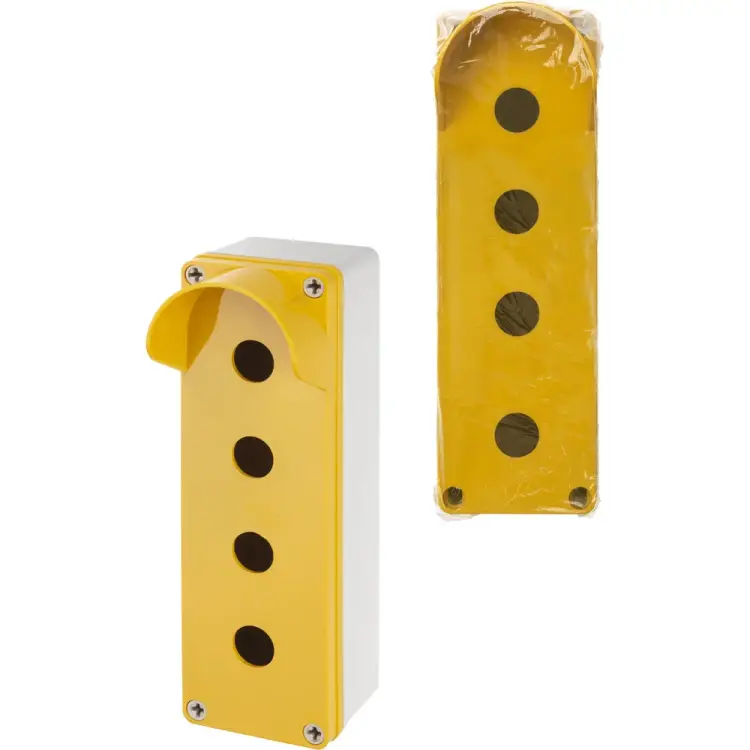Корпус TDM ELECTRIC КП104 c козырьком для кнопок 4 места IP66 ABS желтый SQ0705-0014