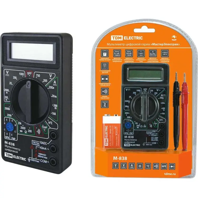 Цифровой мультиметр TDM МастерЭлектрик М-838 SQ1005-0003