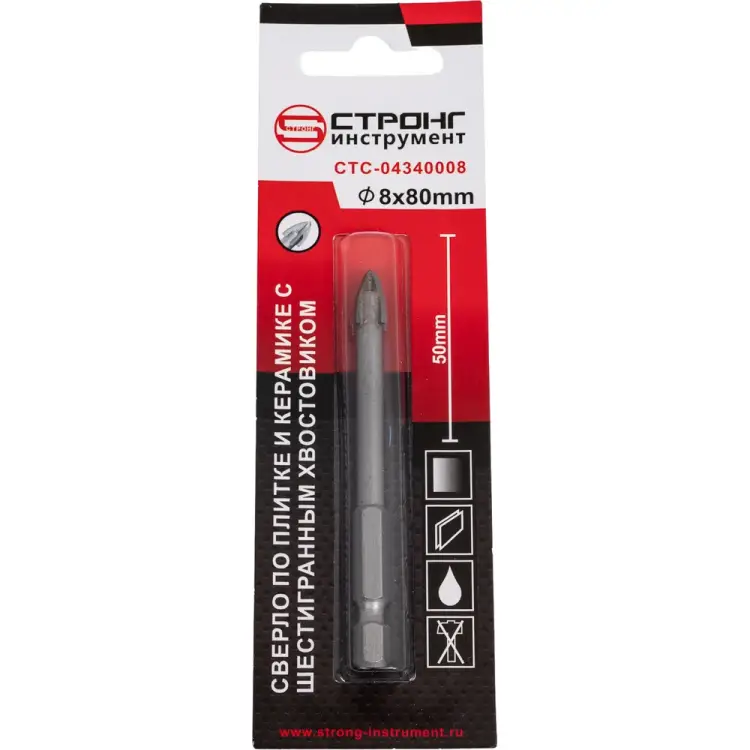 Победитовое сверло по стеклу Strong СTC-04340008