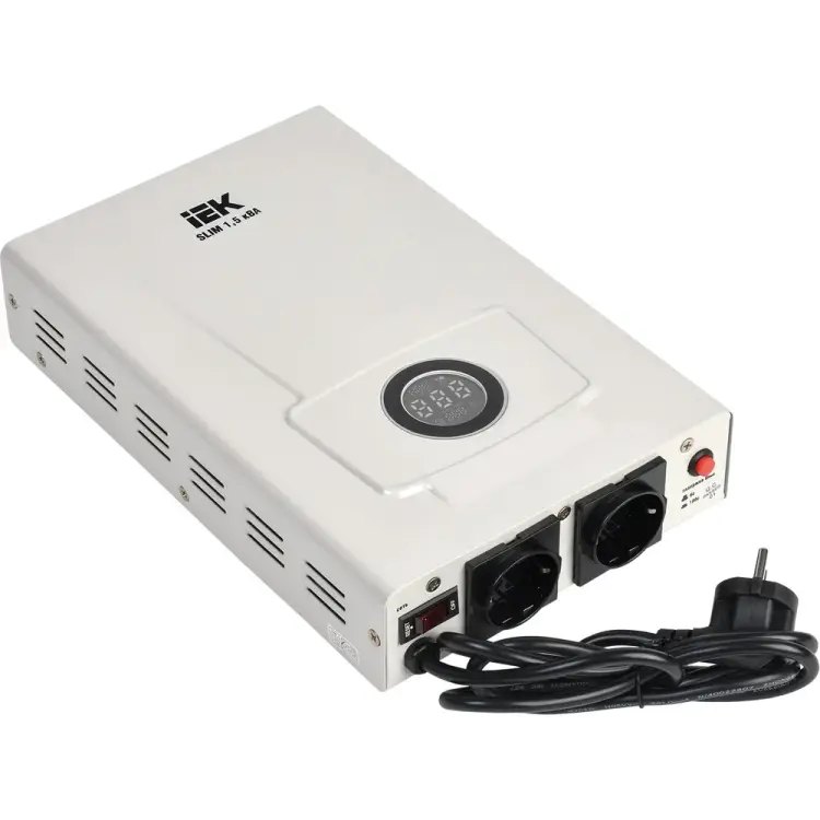 Настенный однофазный стабилизатор напряжения IEK SLIM IVS22-1-D15-09 Настенный однофазный стабилизатор напряжения IEK SLIM IVS22-1-D15-09