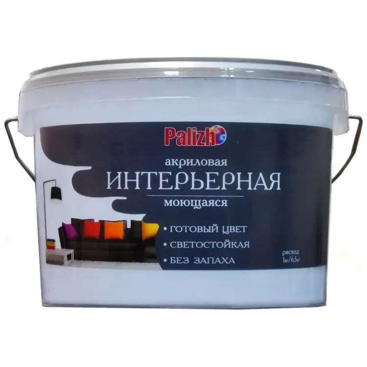 Интерьерная моющаяся акриловая краска Palizh №312 11605603