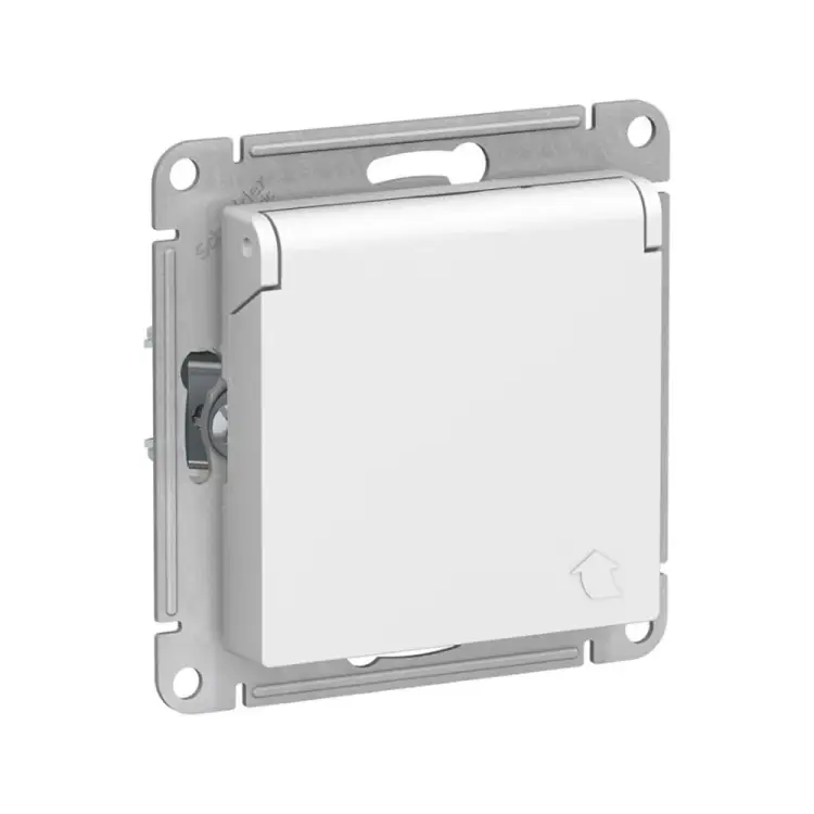 Розетка Systeme Electric Белый с заземлением со шторками с крышкой, 16А, IP20 ATN000146