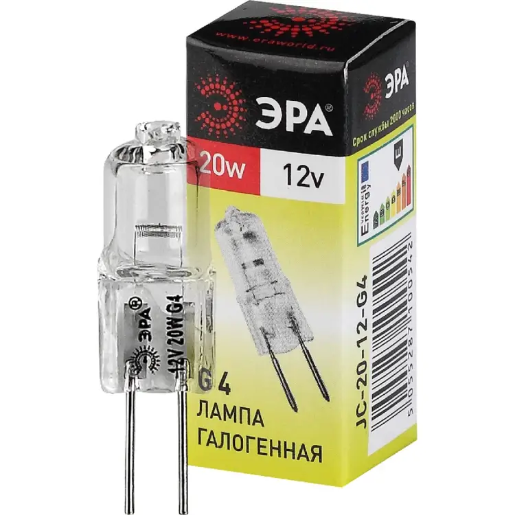 Лампа галогенная ЭРА G4JC20W12V C0027369 Лампа галогенная ЭРА G4JC20W12V C0027369