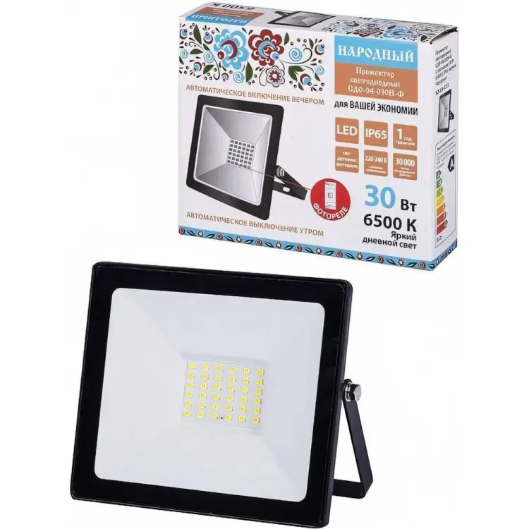 Светодиодный прожектор TDM ELECTRIC СДО-04-030Н-Ф (с фотореле) 30 Вт, 6500 К, IP65 SQ0336-0233
