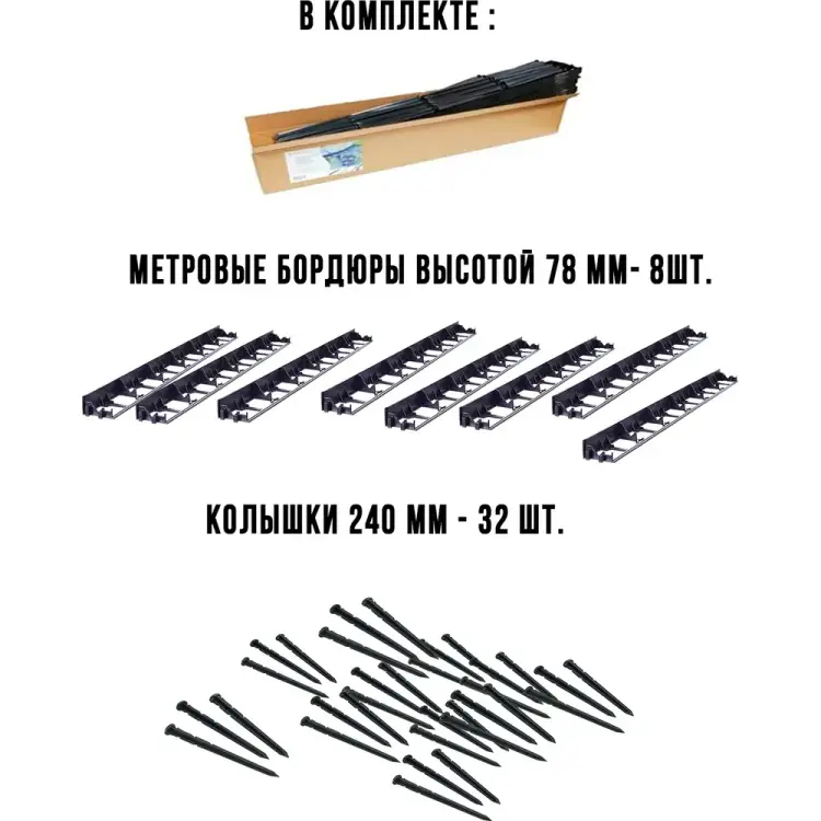 Садовый пластиковый бордюр ГеоПластБорд GPB78.08.32