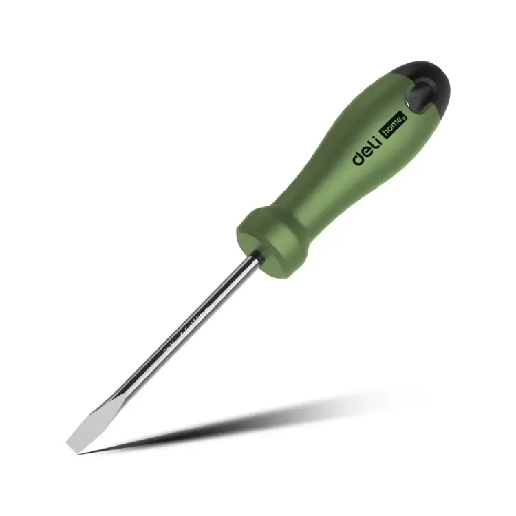 Шлицевая отвертка DELI HOME SERIES GREEN HT1106L 6x150мм эксклюзивный дизайн, софттач пластик 130295 Шлицевая отвертка DELI HOME SERIES GREEN HT1106L 6x150мм эксклюзивный дизайн, софттач пластик 130295