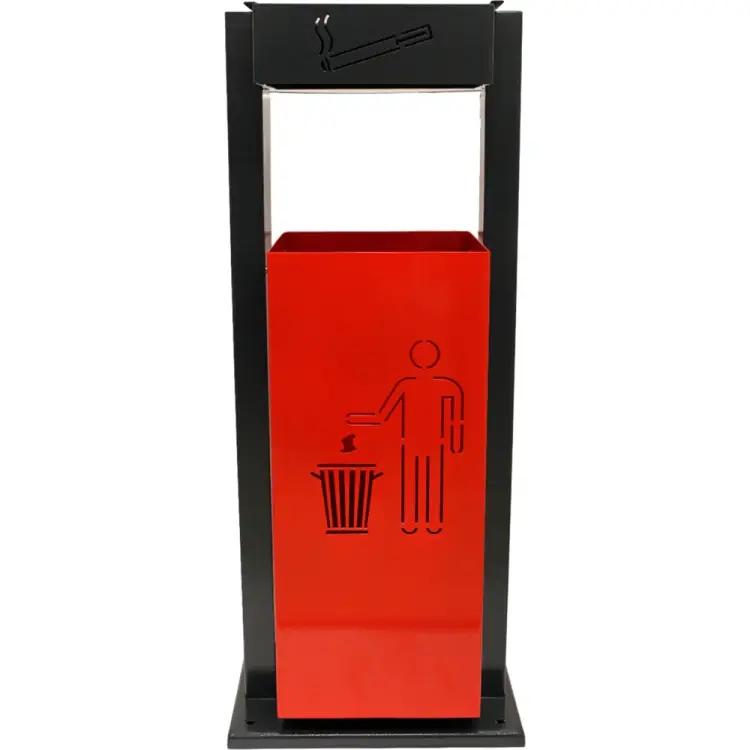 Квадратная металлическая уличная урна-пепельница ПРОФМЕТСТИЛЬ 1071