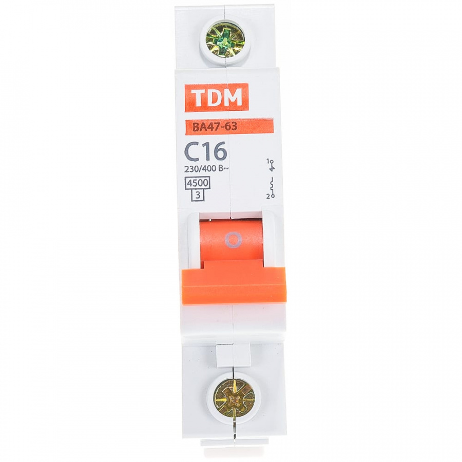 Автомат TDM ВА47-63 1Р, 16 А, 4,5 кА, С