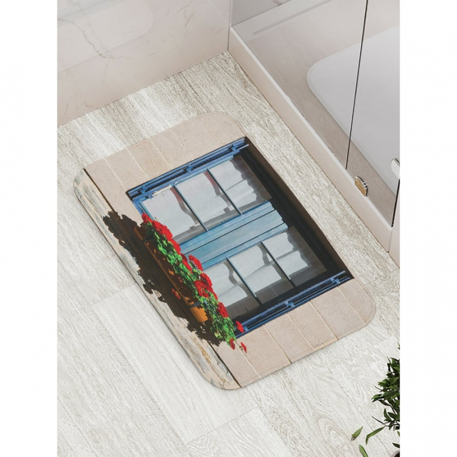 Противоскользящий коврик для ванной, сауны, бассейна JOYARTY Цветущее окно