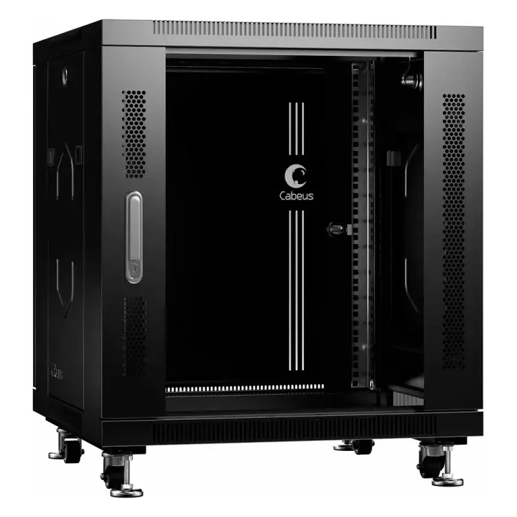 Напольный телекоммуникационный монтажный шкаф для оборудования Cabeus SH-05C-12U60/60-BK Напольный телекоммуникационный монтажный шкаф для оборудования Cabeus SH-05C-12U60/60-BK