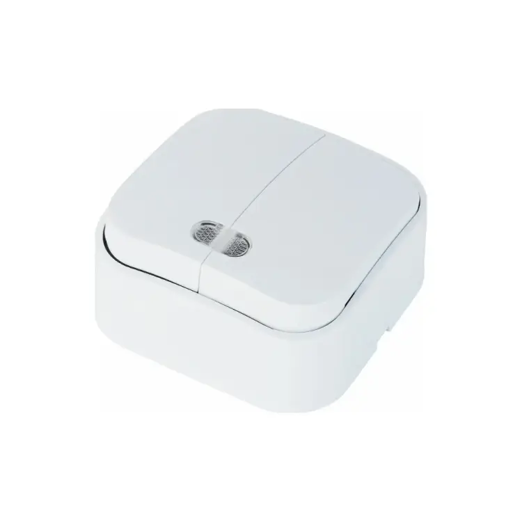 Накладной двойной выключатель HOROZ ELECTRIC с подсветкой EVA (2-GANG ILLUMINATED ONE WAY SWITCH) 10A/250V 112-002-0002 HRZ01001489