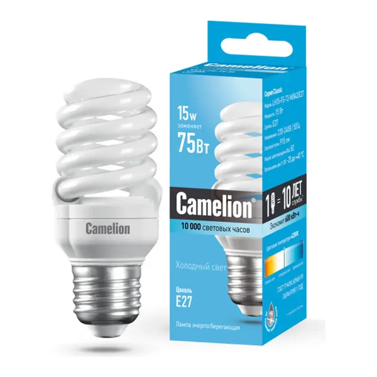 Энергосберегающая лампа Camelion LH15-FS-T2-M/842/E27 10522 Энергосберегающая лампа Camelion LH15-FS-T2-M/842/E27 10522