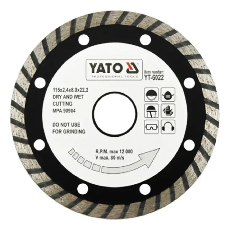 Универсальный отрезной алмазный диск YATO TURBO YT-6022