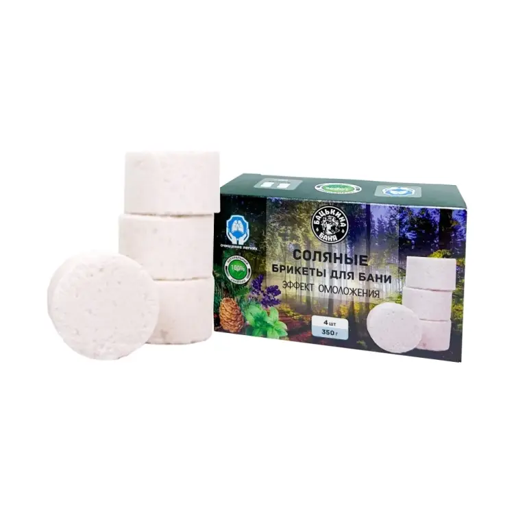 Соляные брикеты для бани Бацькина баня Эффект омоложения 23001 Соляные брикеты для бани Бацькина баня Эффект омоложения 23001