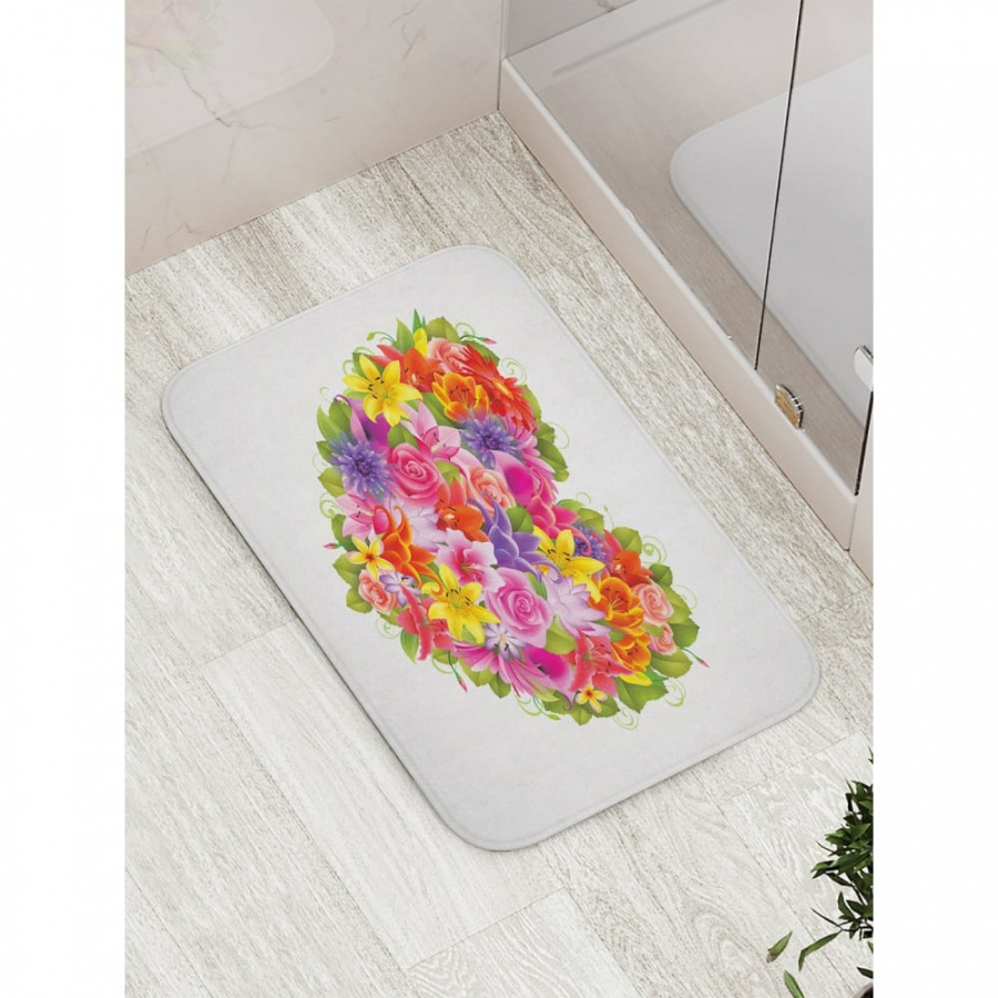 Противоскользящий коврик для ванной, сауны, бассейна JOYARTY Сердце из цветов