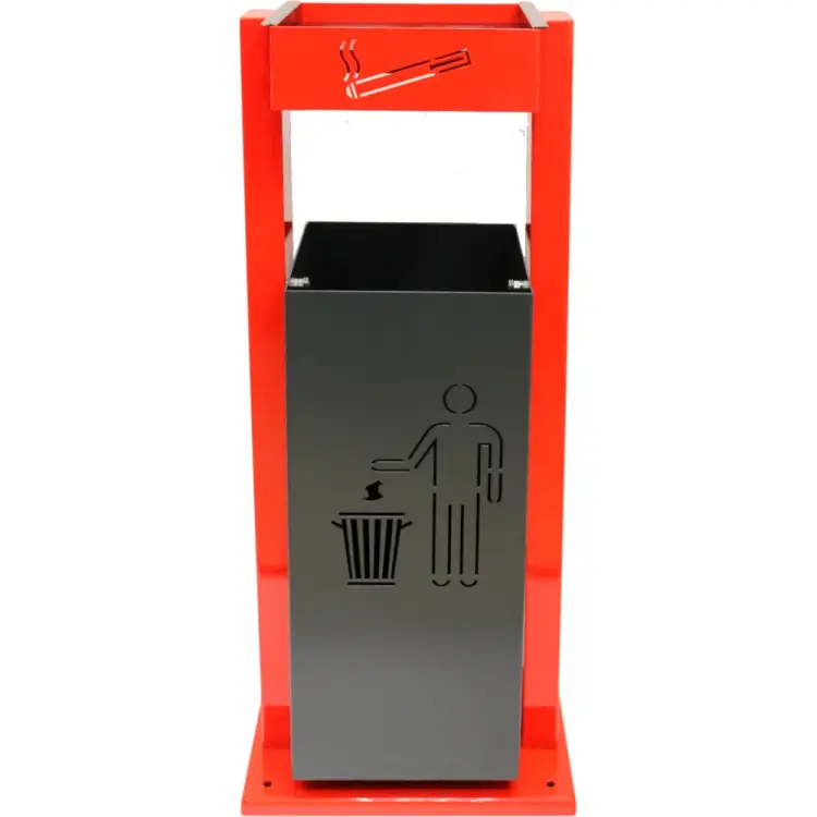 Квадратная металлическая уличная урна-пепельница ПРОФМЕТСТИЛЬ 1074