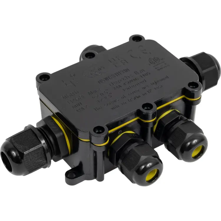 Распределительная коробка STEKKER ld525 водонепроницаемая на 5 выходов, 450v, 140x100x36, черный 49189