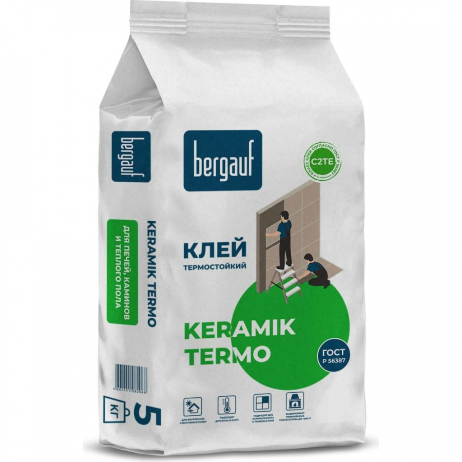 Термостойкий клей для печей, каминов и теплого пола Bergauf Keramik Termo