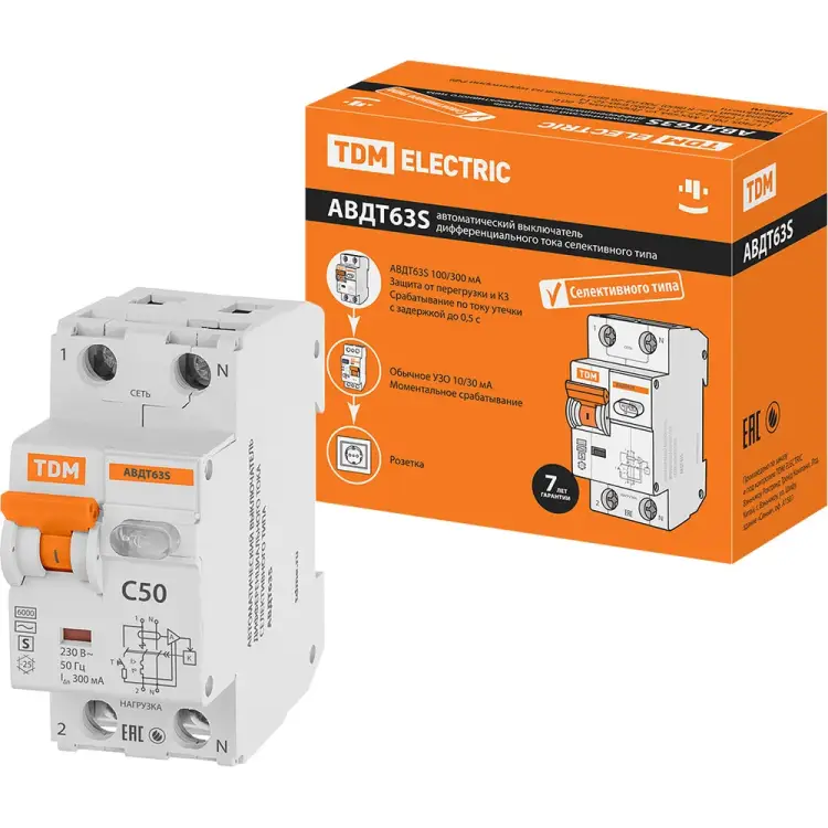 Автоматический выключатель дифференциального тока TDM ELECTRIC SQ0202-0041